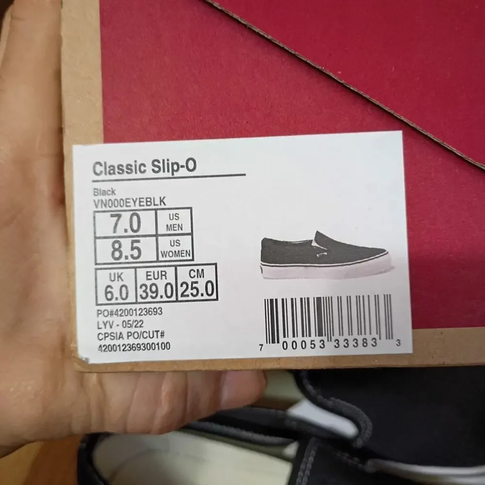 VANS Classic Slip-On lack True black Unisex Shoes men's 7 women's 8.5 - Picture 9 of 10